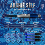 Mission Archie Self Darts - Stahlspitze - 90% Tungsten - Blau & Silber