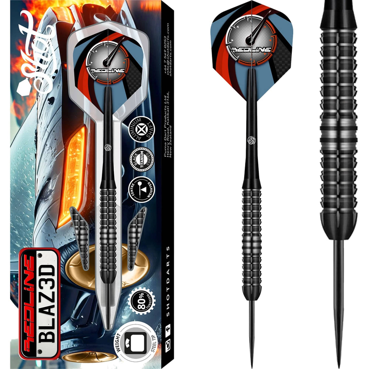 Shot Redline Darts - Steel Tip - 80% Tungsten - BLAZ3D