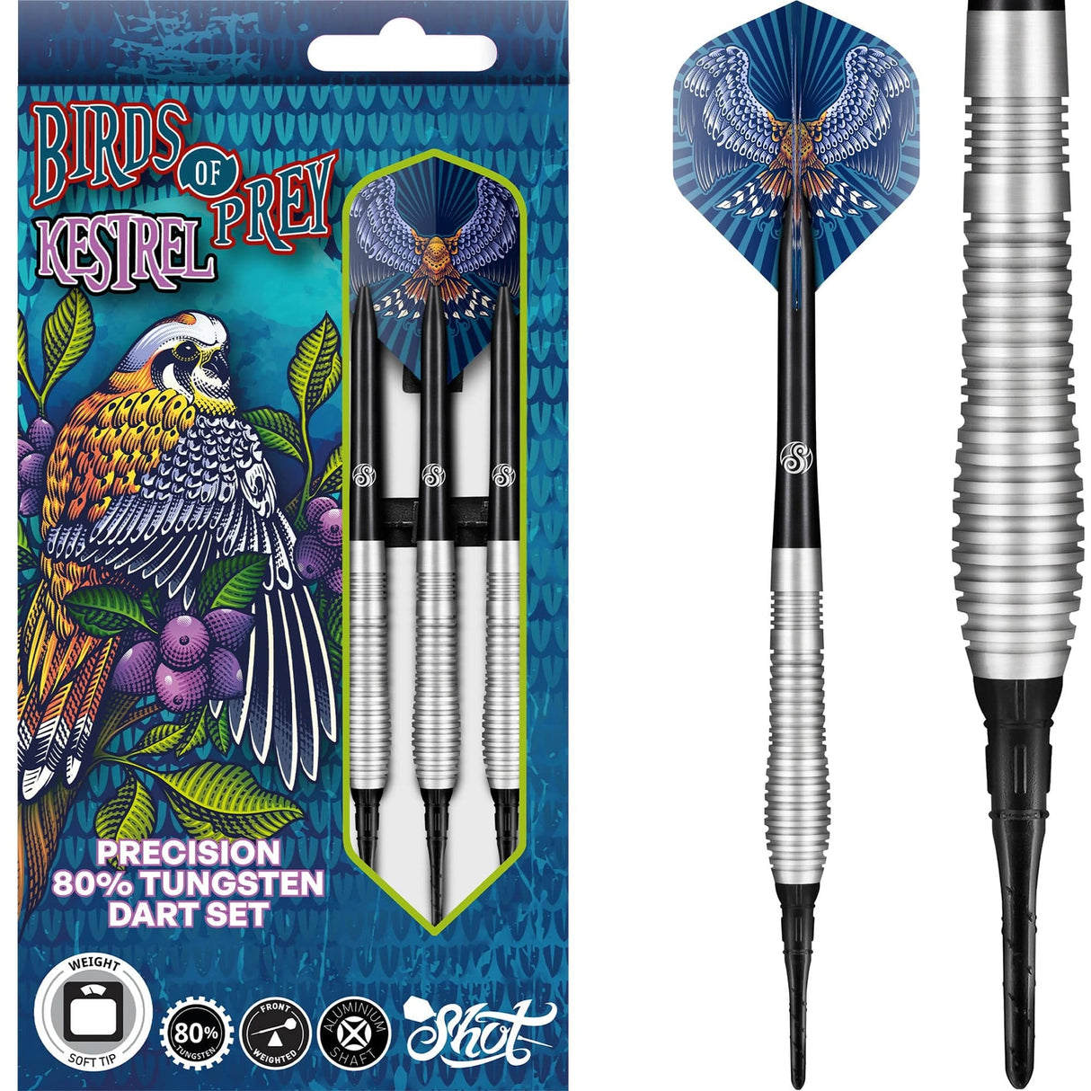 Shot Birds of Prey Darts – Weiche Spitze Wolfram – Kestrel