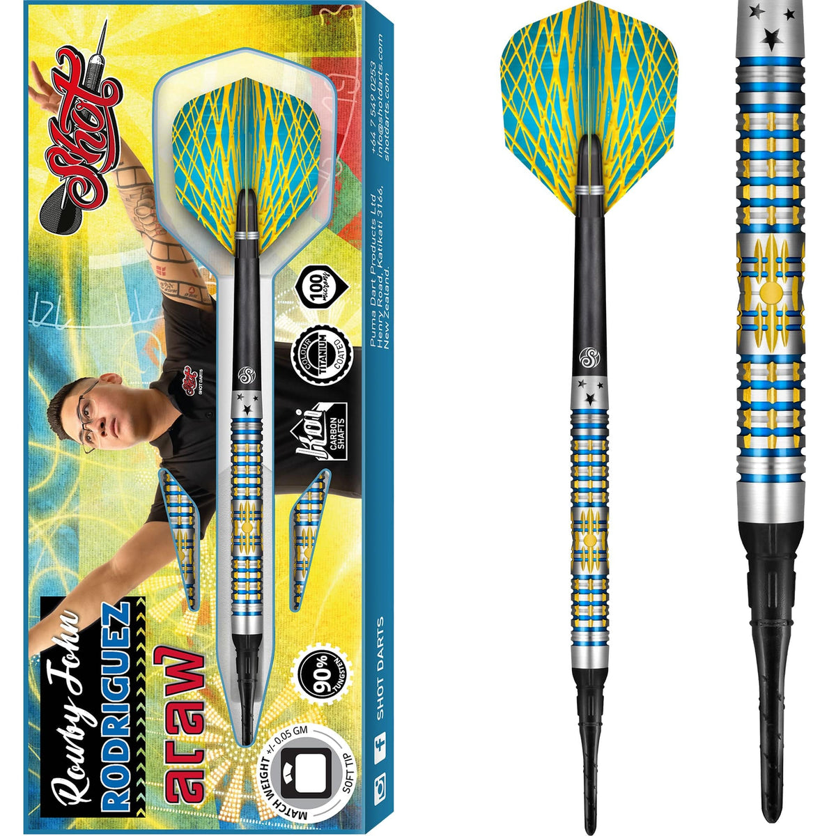 Shot Rowby-John Rodriguez Darts – Weiche Spitze Wolfram – Araw