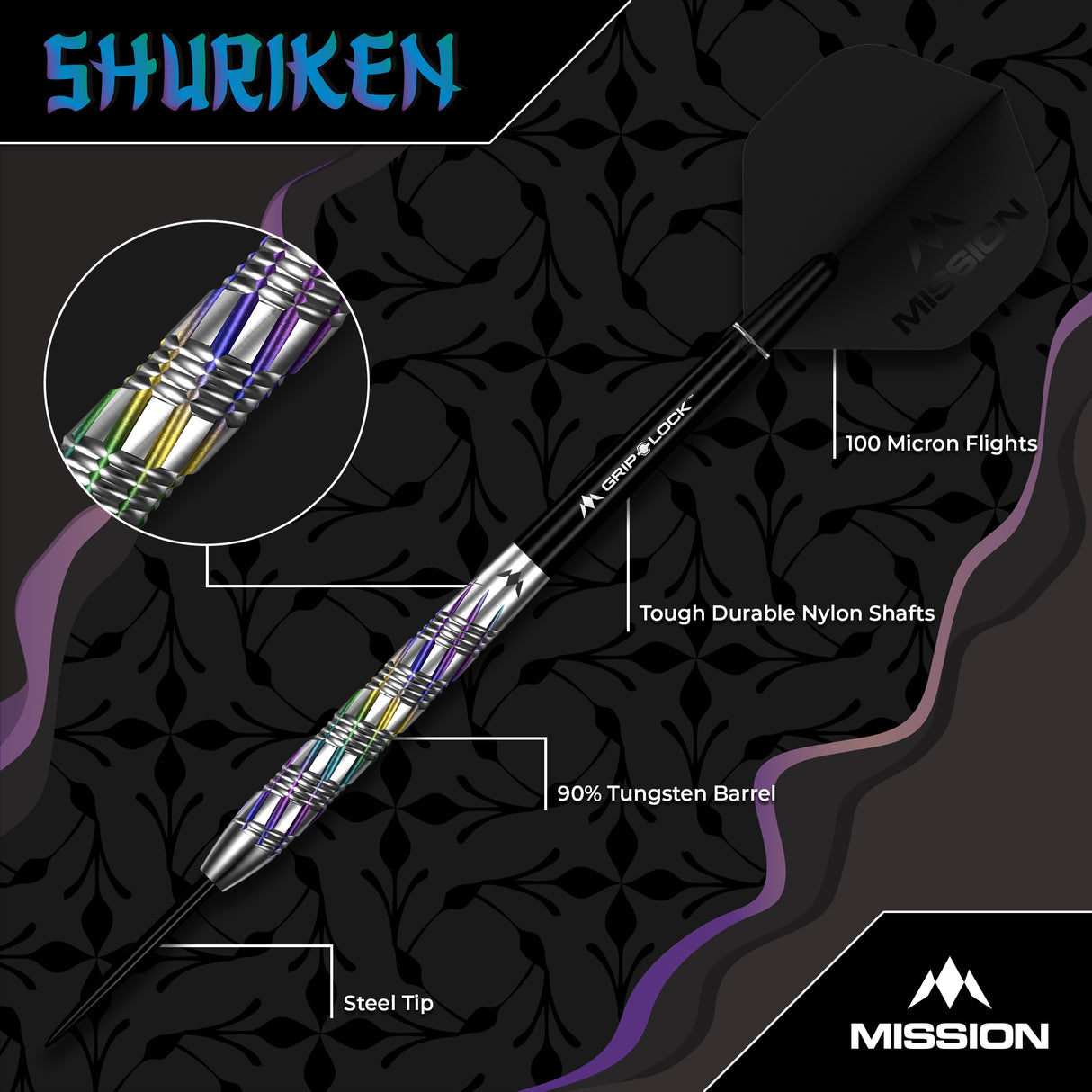 Mission Shuriken Darts - Stahlspitze - 90% Tungsten