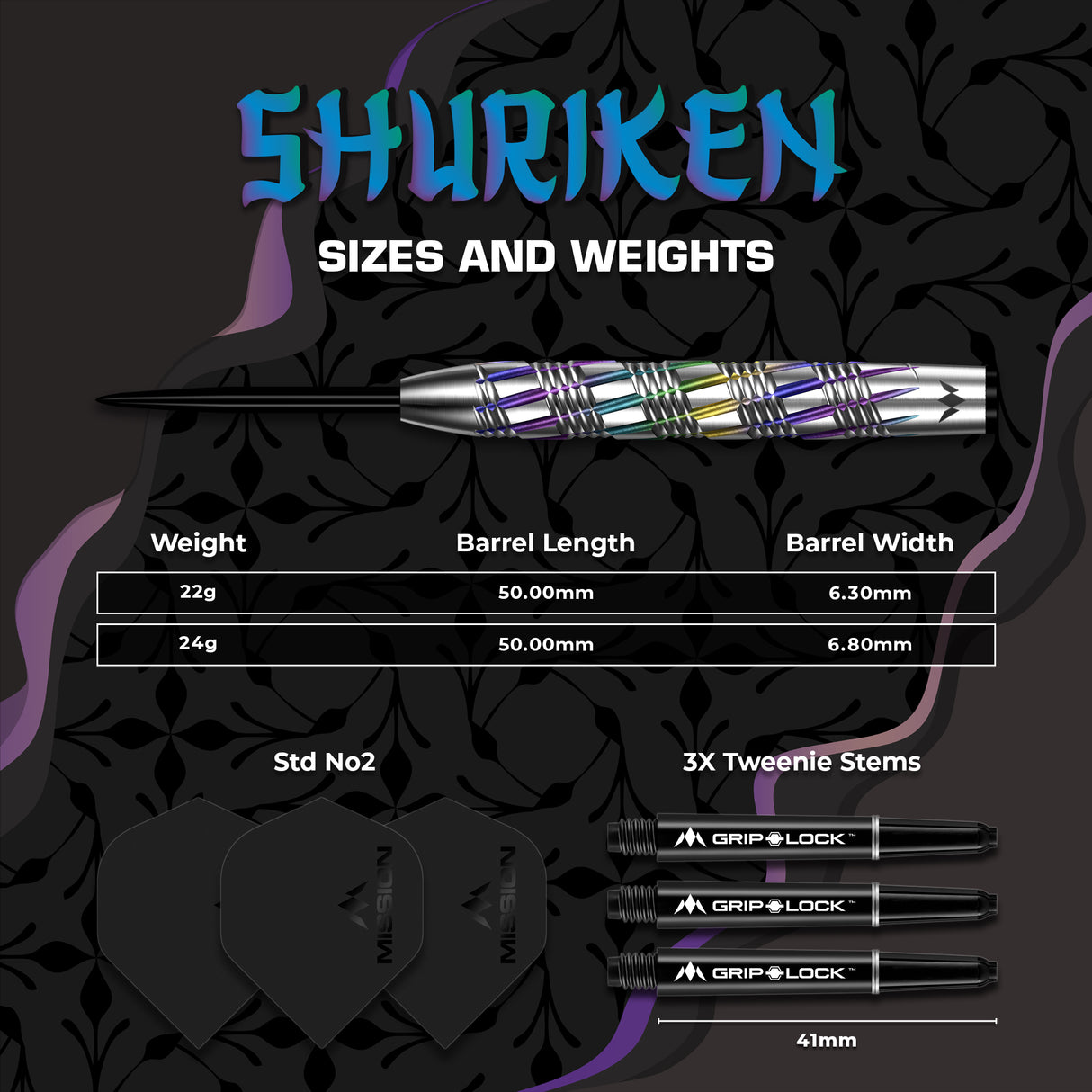 Mission Shuriken Darts - Stahlspitze - 90% Tungsten