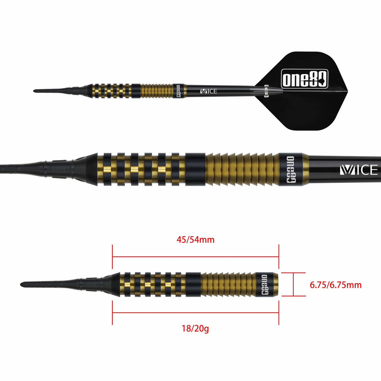 One80 Jeff Springer Darts - Soft Tip - 90% Tungsten