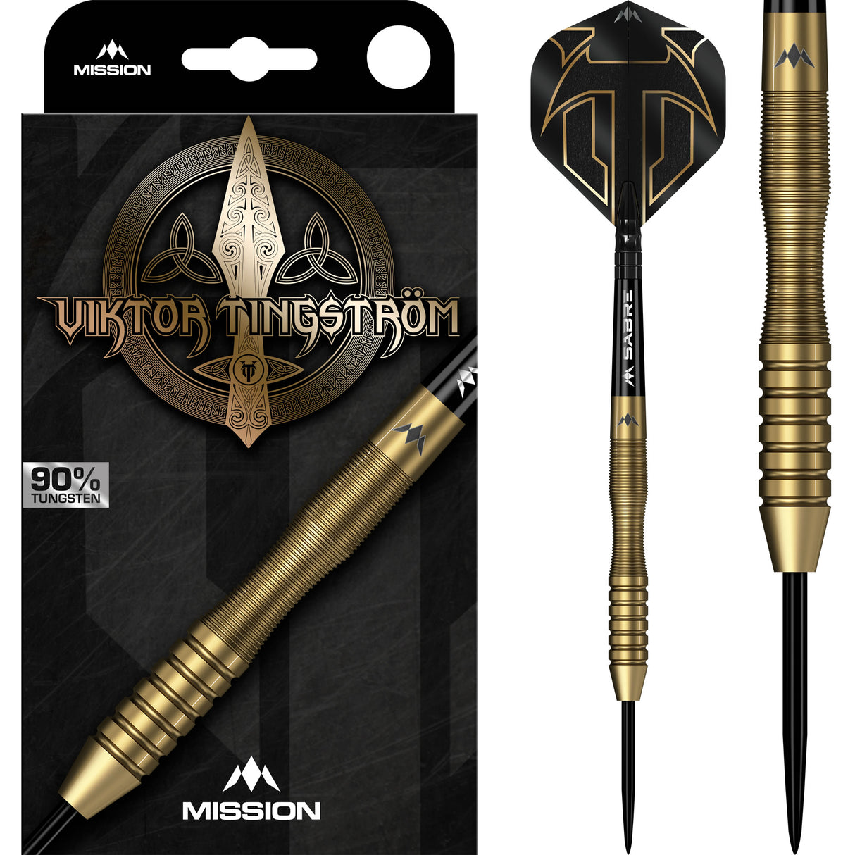 Mission Viktor Tingstrom Darts - Stahlspitze - 90% Tungsten - Gold