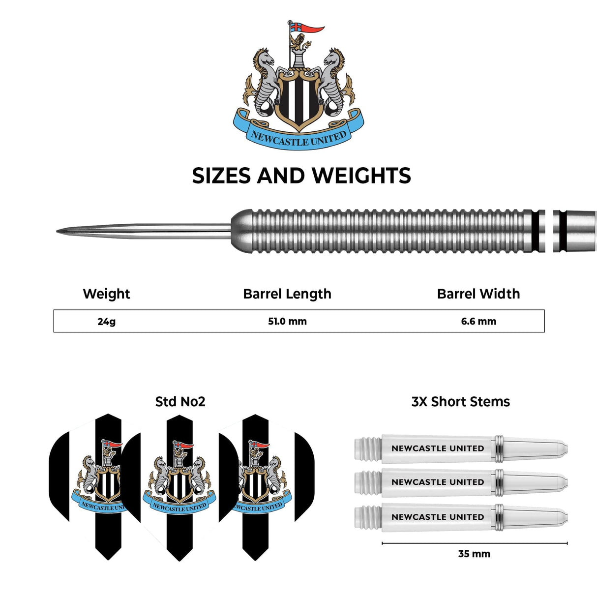 Newcastle United FC – Offiziell lizenziert – Steeldarts – Wolfram – 24 g