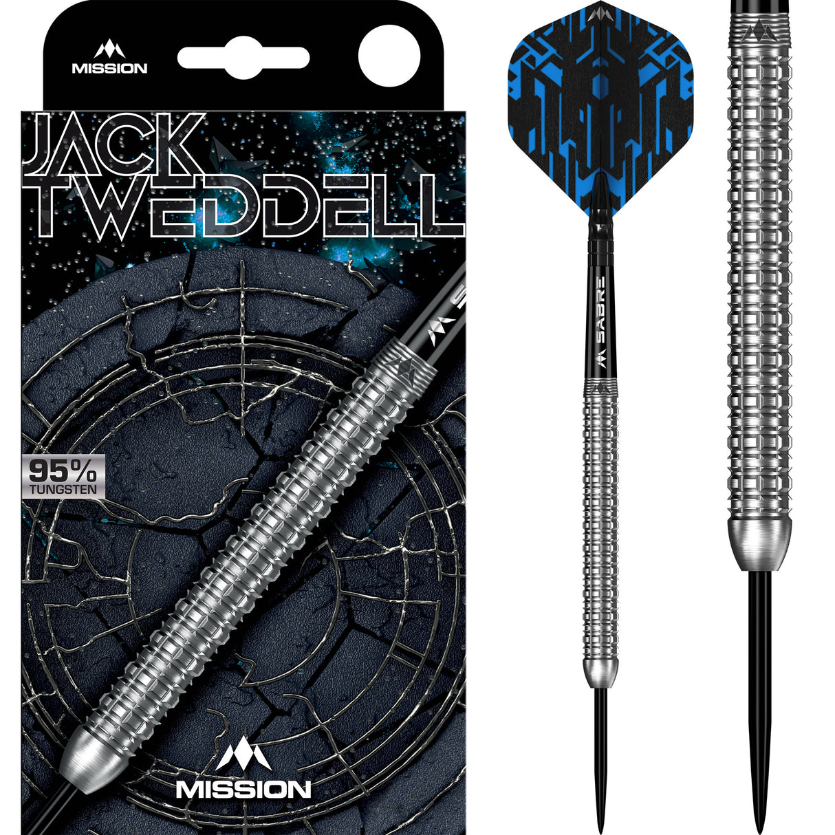 Mission Jack Tweddell Darts - Stahlspitze - 95% Tungsten - Silber