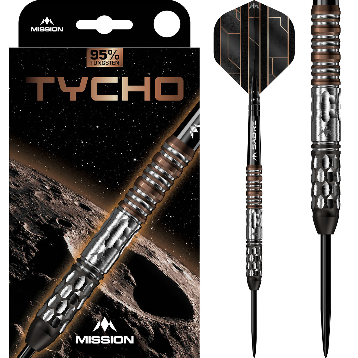 Mission Tycho Darts - Stahlspitze - 95% Tungsten - Schwarz & Bronze PVD