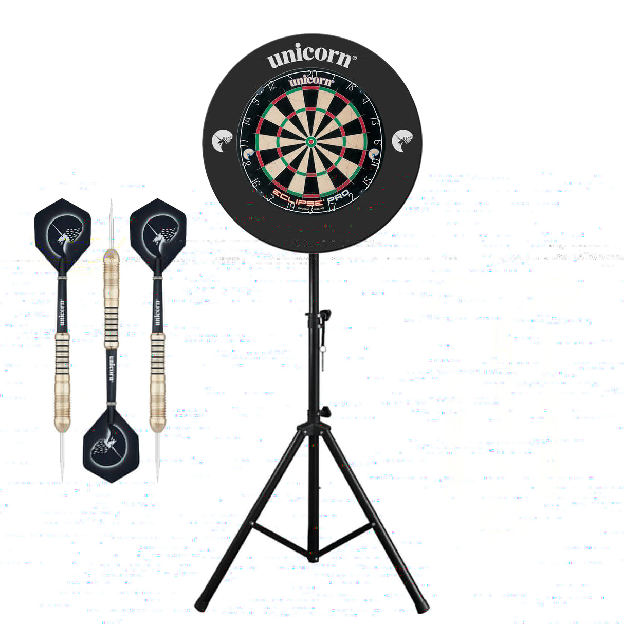 Unicorn Dartboard Bundle - Eclipse Pro Board, Striker Surround, Stand und Darts