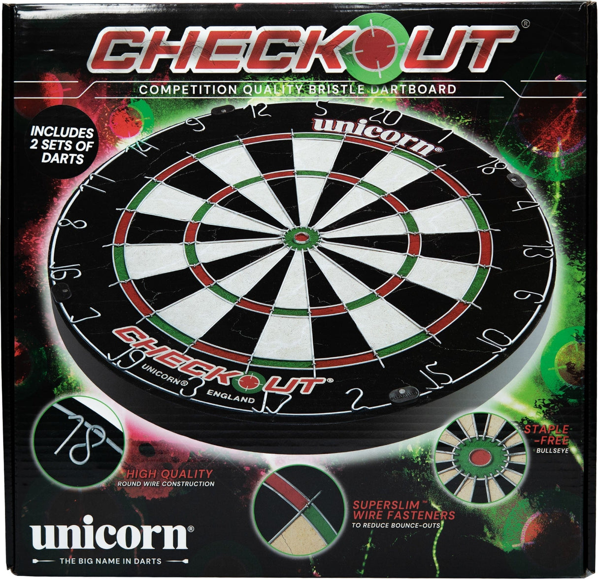 *Unicorn Checkout Dartboard - inkl. 2 Dart-Sets - Komplettes Starterset
