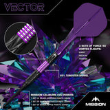 Mission Vector Darts - Stahlspitze - 95% Tungsten - Schwarz PVD & Lila Elektro