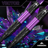 Mission Vector Darts - Stahlspitze - 95% Tungsten - Schwarz PVD & Lila Elektro