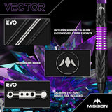 Mission Vector Darts - Stahlspitze - 95% Tungsten - Schwarz PVD & Lila Elektro
