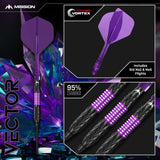 Mission Vector Darts - Stahlspitze - 95% Tungsten - Schwarz PVD & Lila Elektro