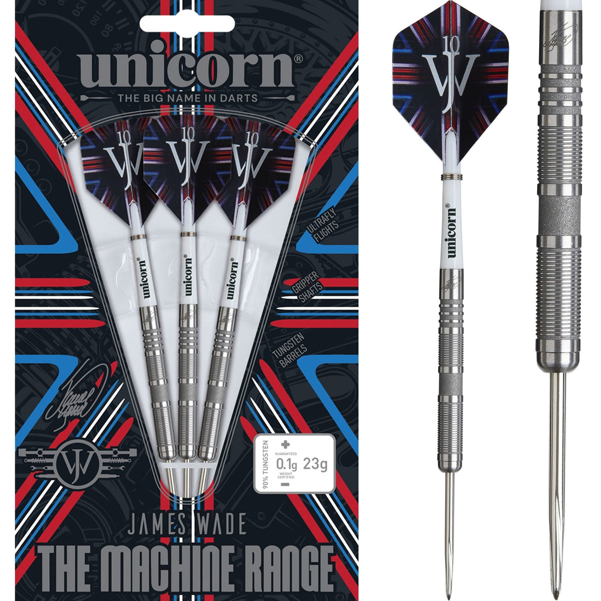 Unicorn James Wade Darts – Stahlspitze – 90 % Wolfram – The Machine