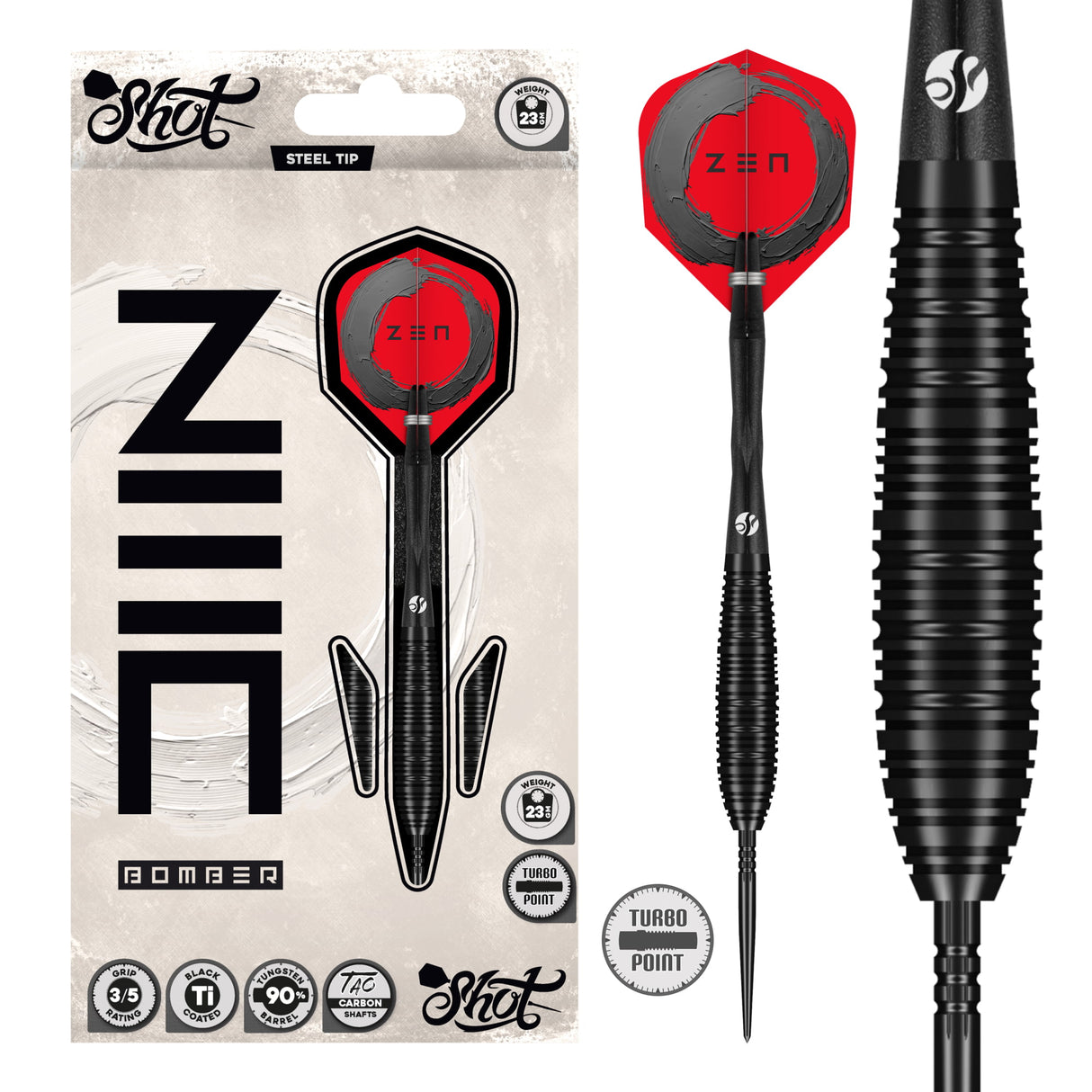 Shot Zen Darts - Stahlspitze - 90% Tungsten - Bomber