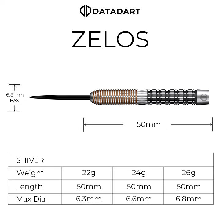 Datadart Zelos Darts - Stahlspitze - 95% Tungsten