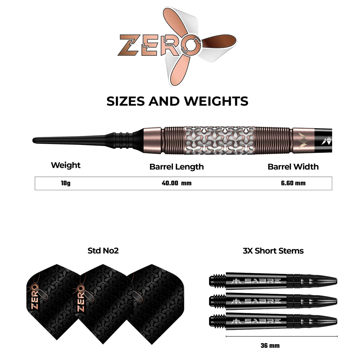 Mission Zero Darts - Soft Tip - 97.5% Tungsten - Bronze PVD