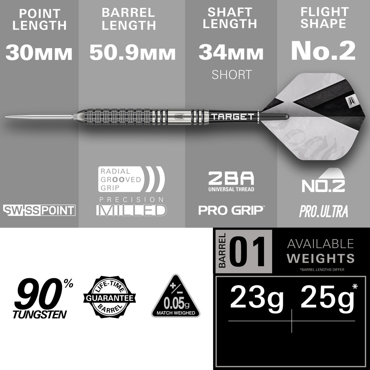 Target Beau Greaves Darts - Stahlspitze - 90% Tungsten - G1