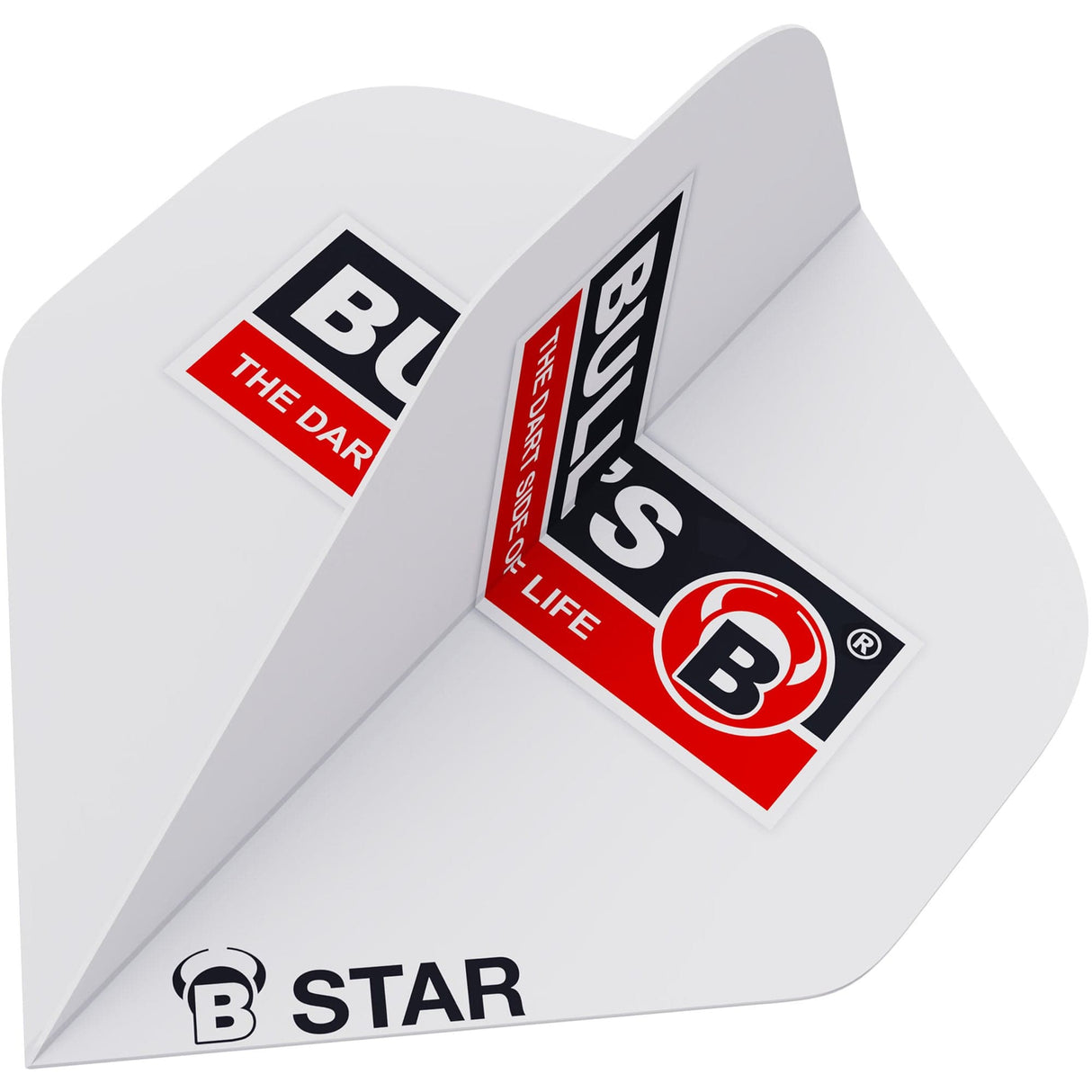 BULL'S B-Star Dart Flights - 100 Micron - A-Std - Bulls Logo - White