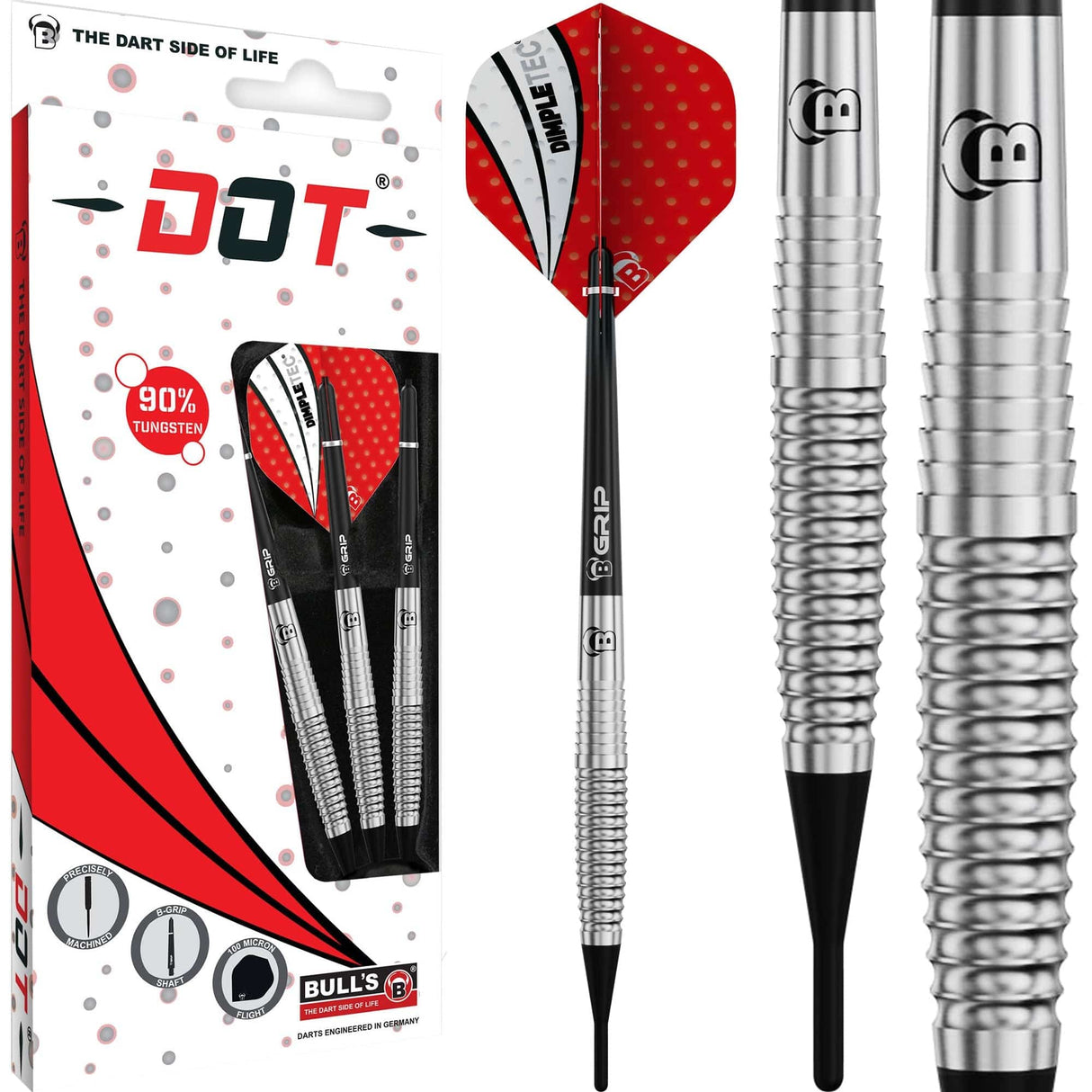 BULL'S Dot D1 Darts - Soft Tip - 90% Tungsten - Rear Shark 18g