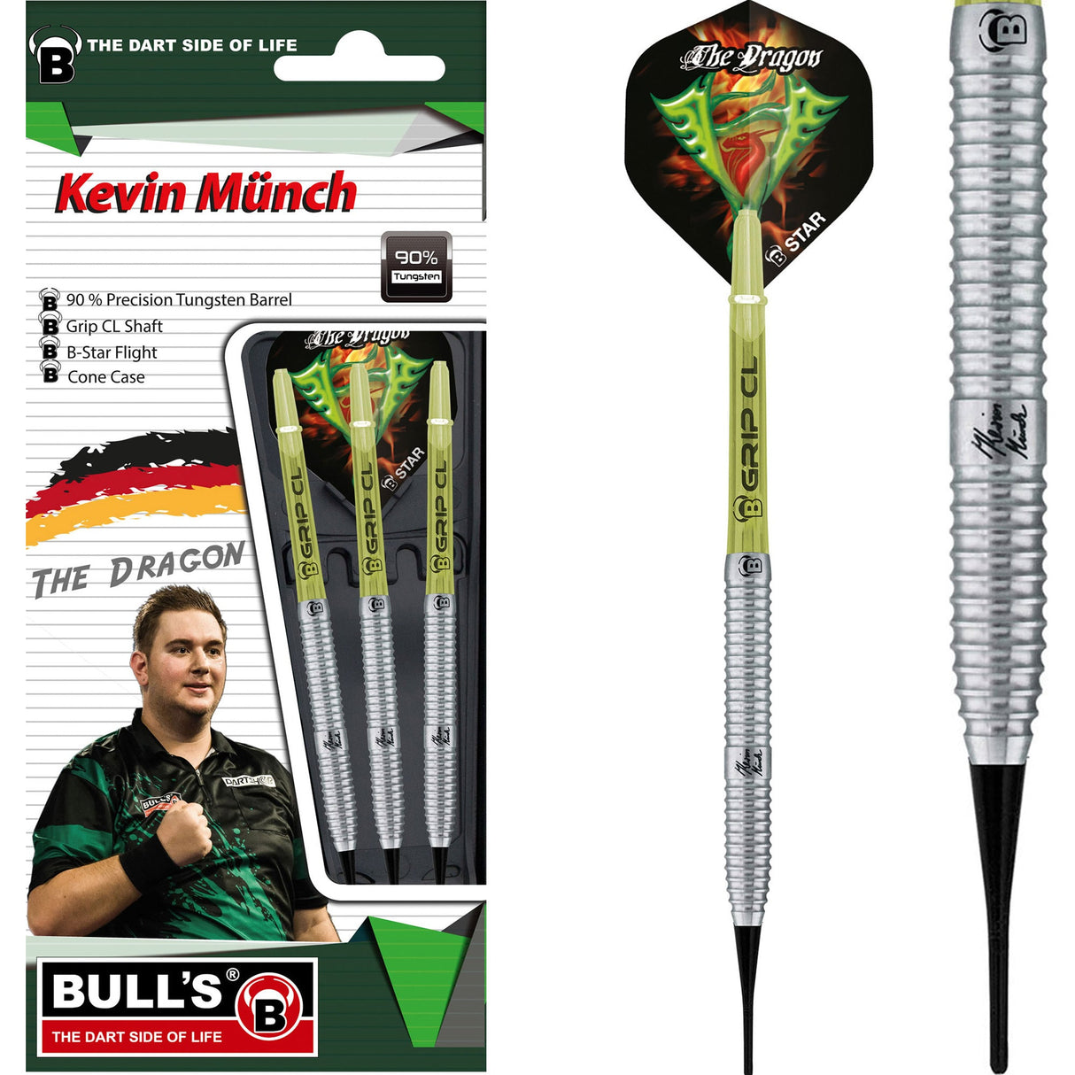BULL'S Kevin Munch G2 – Weiche Spitze – 90 % Wolfram – Der Drache
