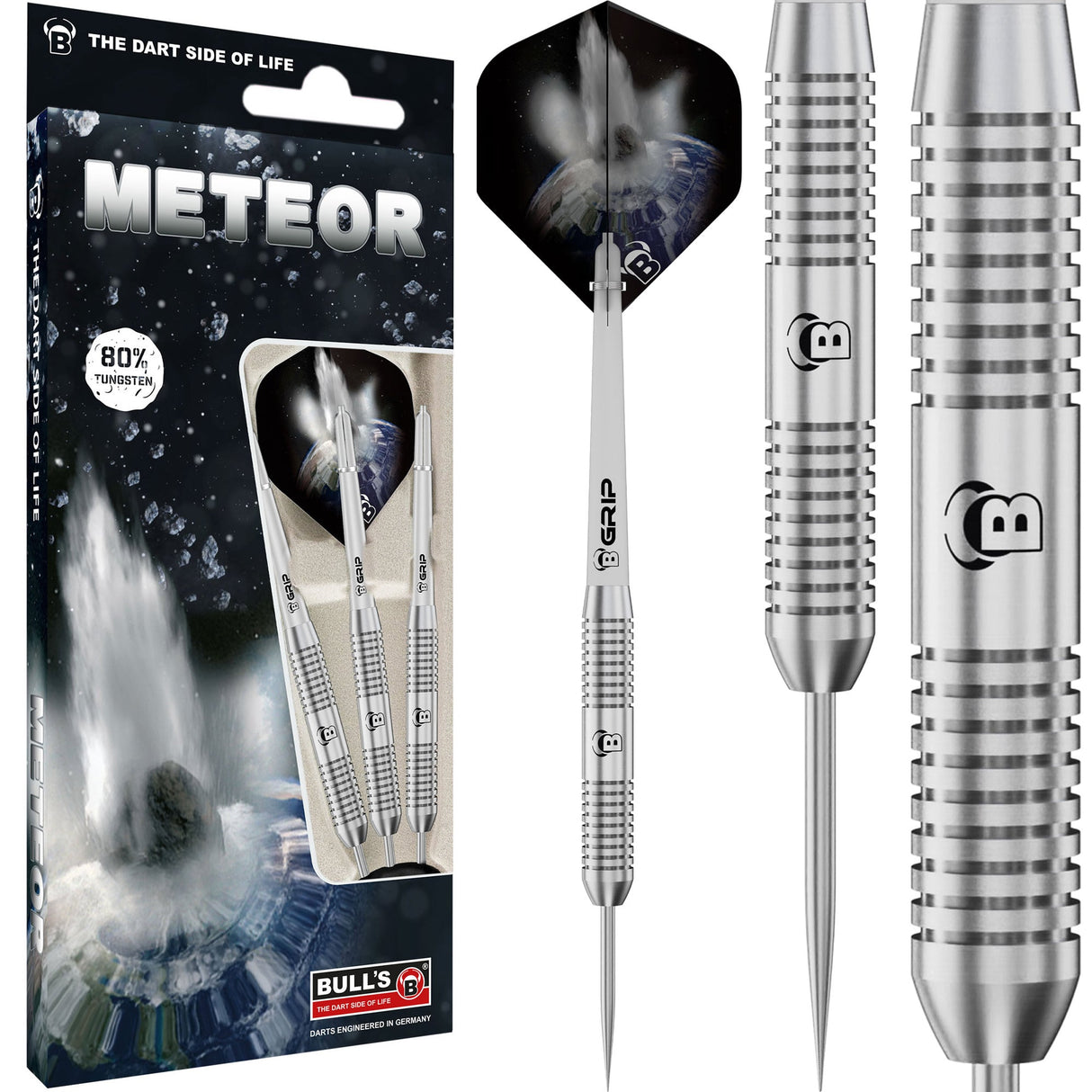 BULL'S Meteor Darts – Stahlspitze – 80 % Wolfram – MT1 – Ringed