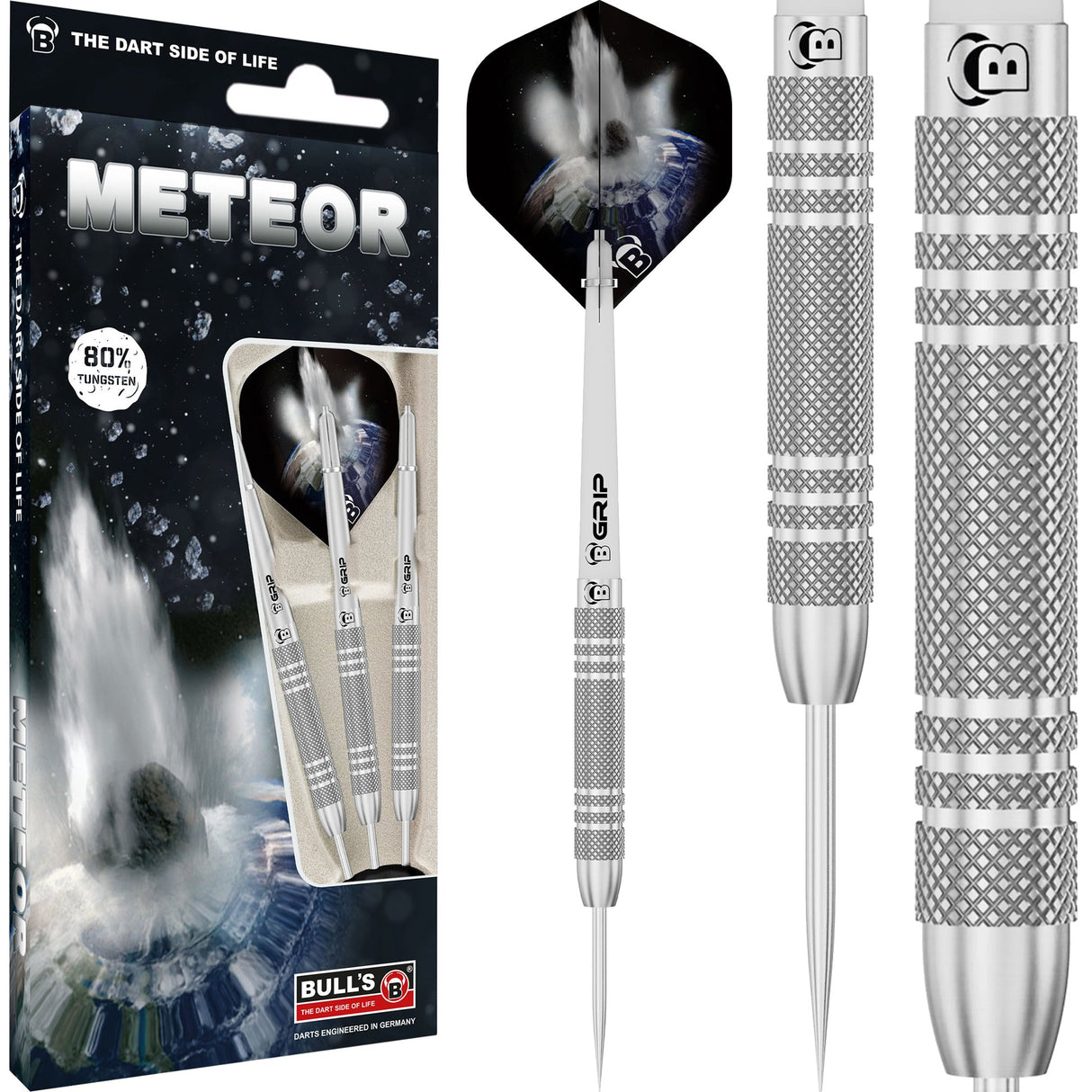 BULL'S Meteor Darts – Stahlspitze – 80 % Wolfram – MT3 – Rändel