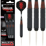 BULL'S Thriller Darts - Steel Tip - Black Brass - Red Knurled 24g