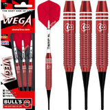 BULL'S Wega Darts - Soft Tip - Chromed Brass - Red 18g