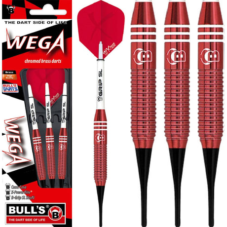 BULL'S Wega Darts - Soft Tip - Chromed Brass - Red 18g