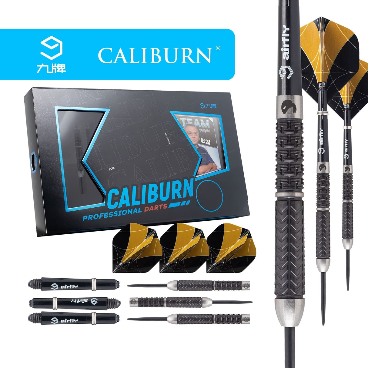 Caliburn Player Darts - Steel Tip - 95% - Black Titanium - ET II 23g