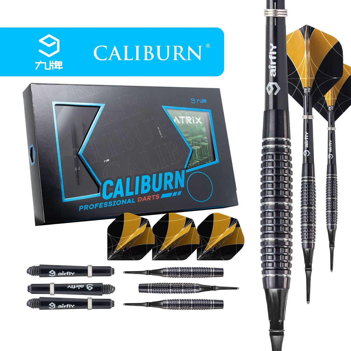 *Caliburn Matrix I Darts - Soft Tip - 90% - B1 - Black