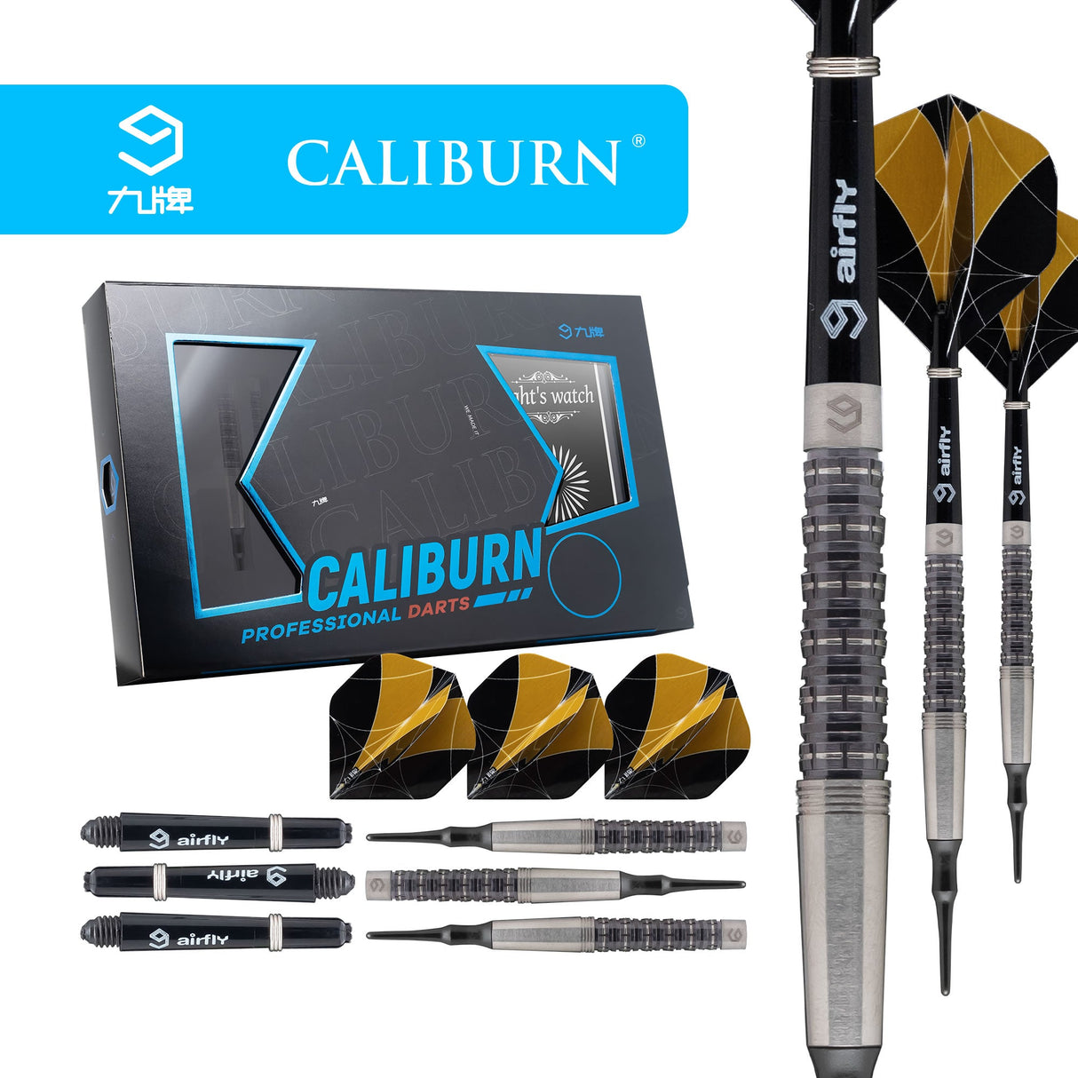 *Caliburn Nights Watch Darts - Weiche Spitze - 95% - N2 - Schwarz