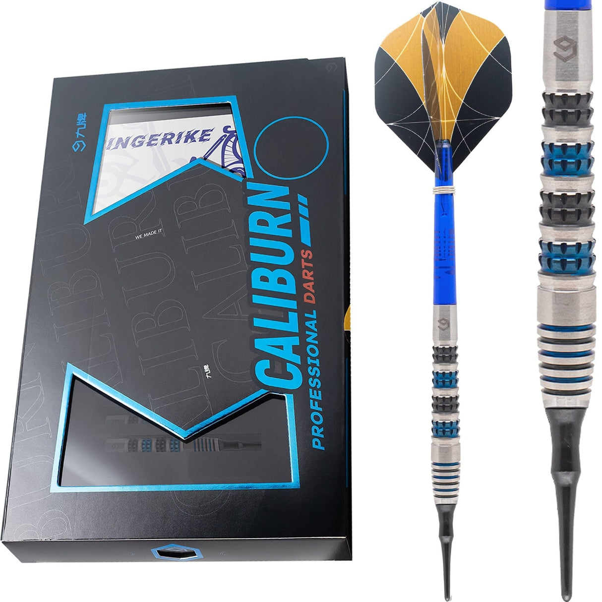 *Caliburn Ringerike Darts - Soft Tip - 90% - Black & Blue 20g