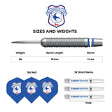 Cardiff City FC - Official Licensed - Steel Tip Darts - Brass - 22g 22g