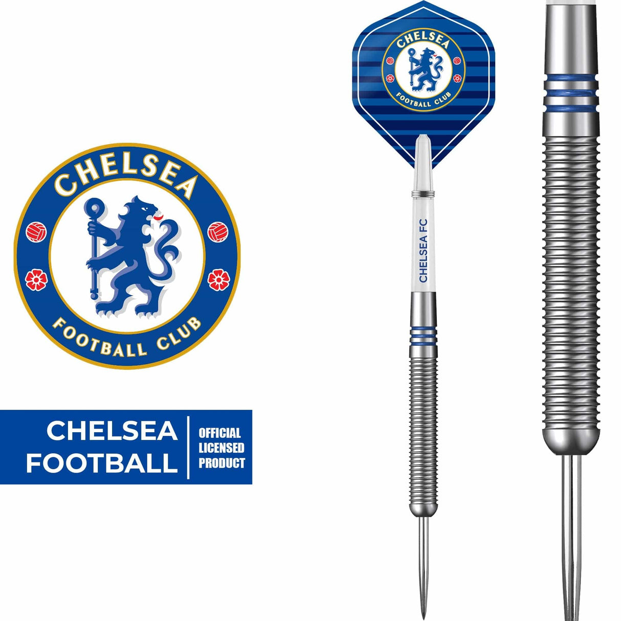 Chelsea Football Darts – Steel Tip Tungsten – Offizielles Lizenzprodukt – Chelsea FC – 24 g