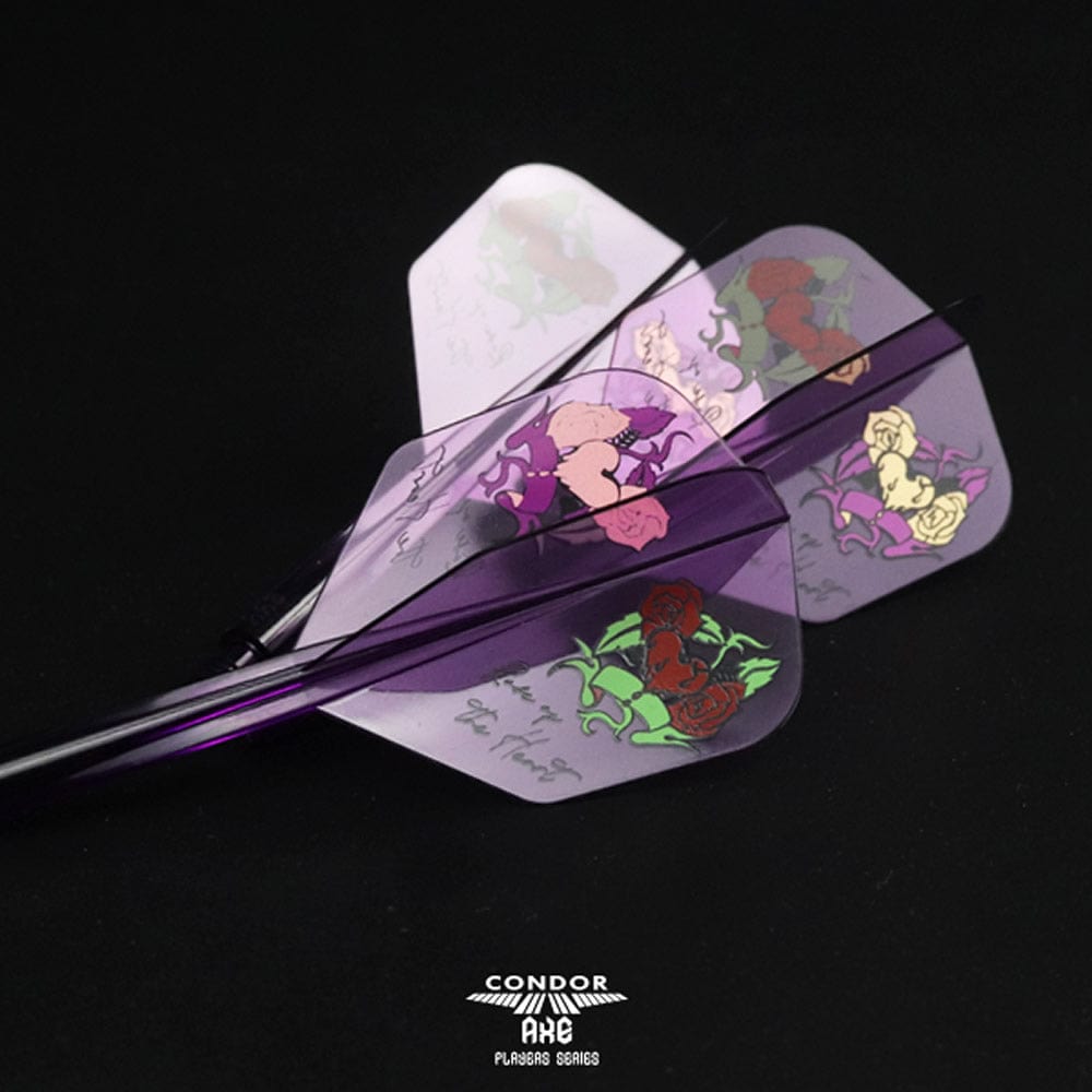 *Condor AXE Player Series Dart Flights - Natsumi Iwata - Heart of Gold - Small - Clear Purple