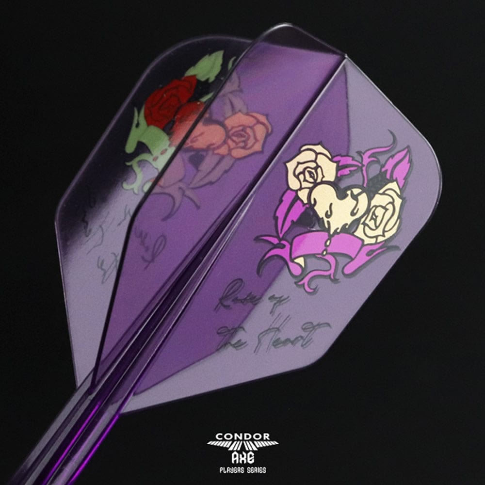*Condor AXE Player Series Dart Flights - Natsumi Iwata - Heart of Gold - Small - Clear Purple