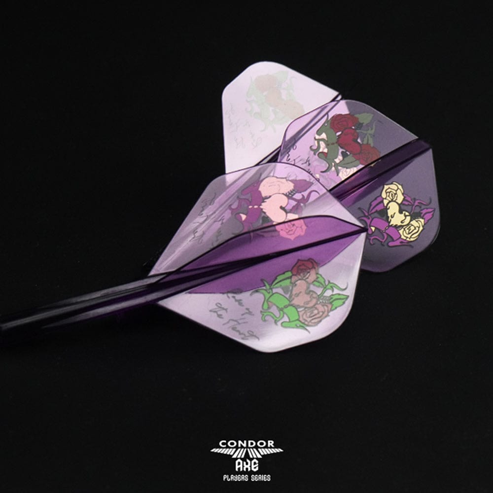 *Condor AXE Player Series Dart Flights - Natsumi Iwata - Heart of Gold - Standard - Clear Purple