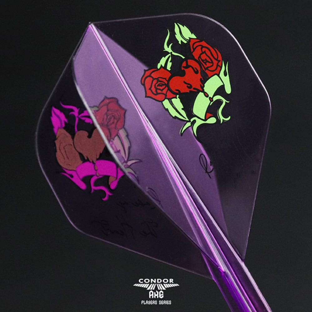 *Condor AXE Player Series Dart Flights - Natsumi Iwata - Heart of Gold - Standard - Clear Purple
