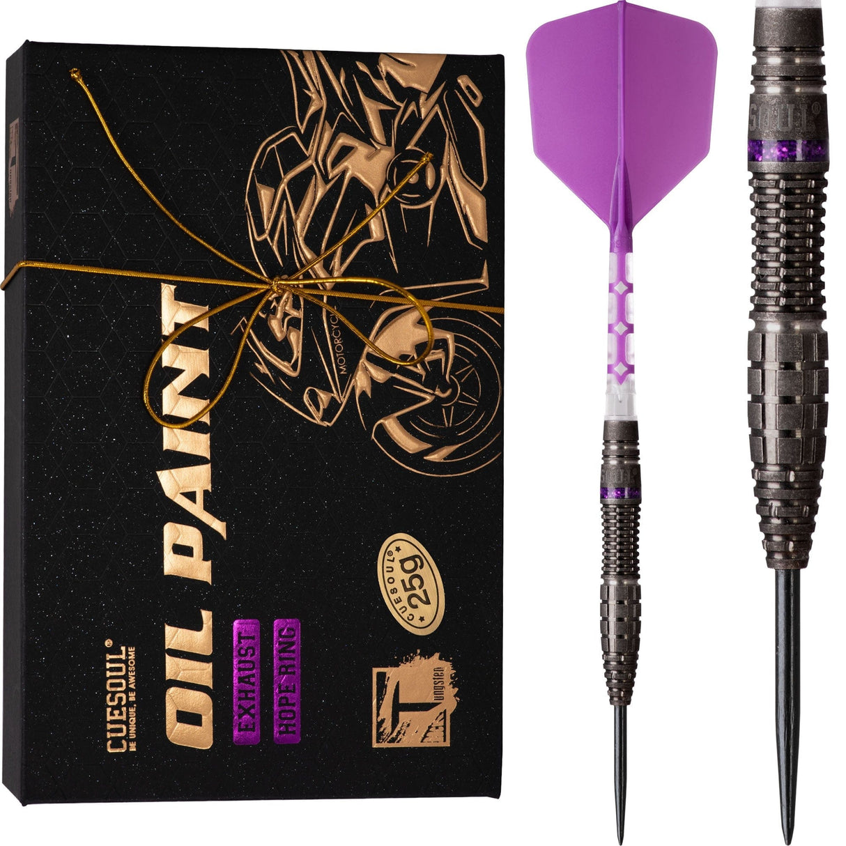 Cuesoul Motorcycle Darts - Steel Tip Tungsten - Exhaust - Hope Ring - Purple 25g
