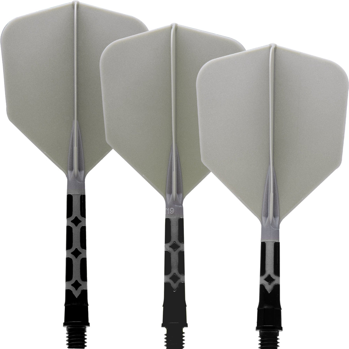 Cuesoul Rost T19 Integrated Dart Shaft and Flights - Big Wing - Black with Grey Flight