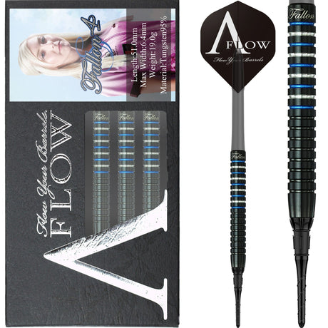 Dynasty - A Flow - Soft Tip Darts - Black Line - Fallon Sherrock - Blue Ring - Fallon 4S - 19g 19g