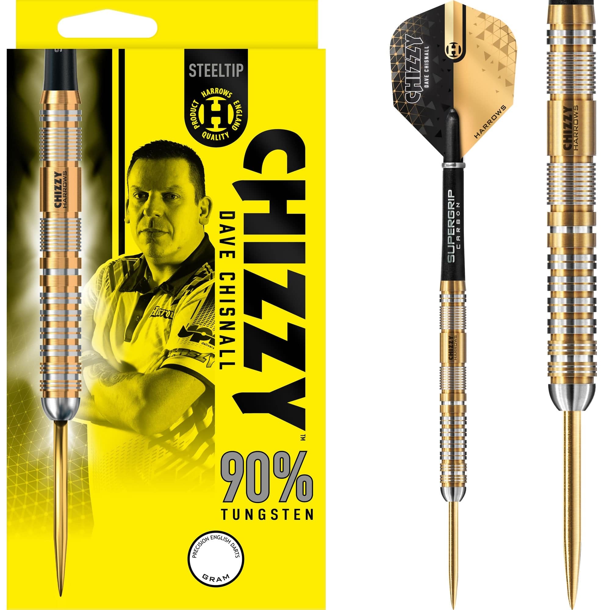 Harrows Chizzy v2 Darts Stahlspitze 90 Dave Chisnall Gold Titanium