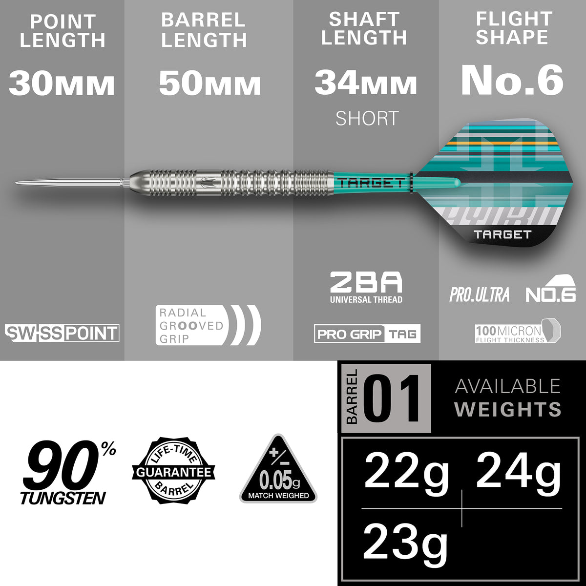 Target Hydro Darts - Stahlspitze - 90% Tungsten - 01