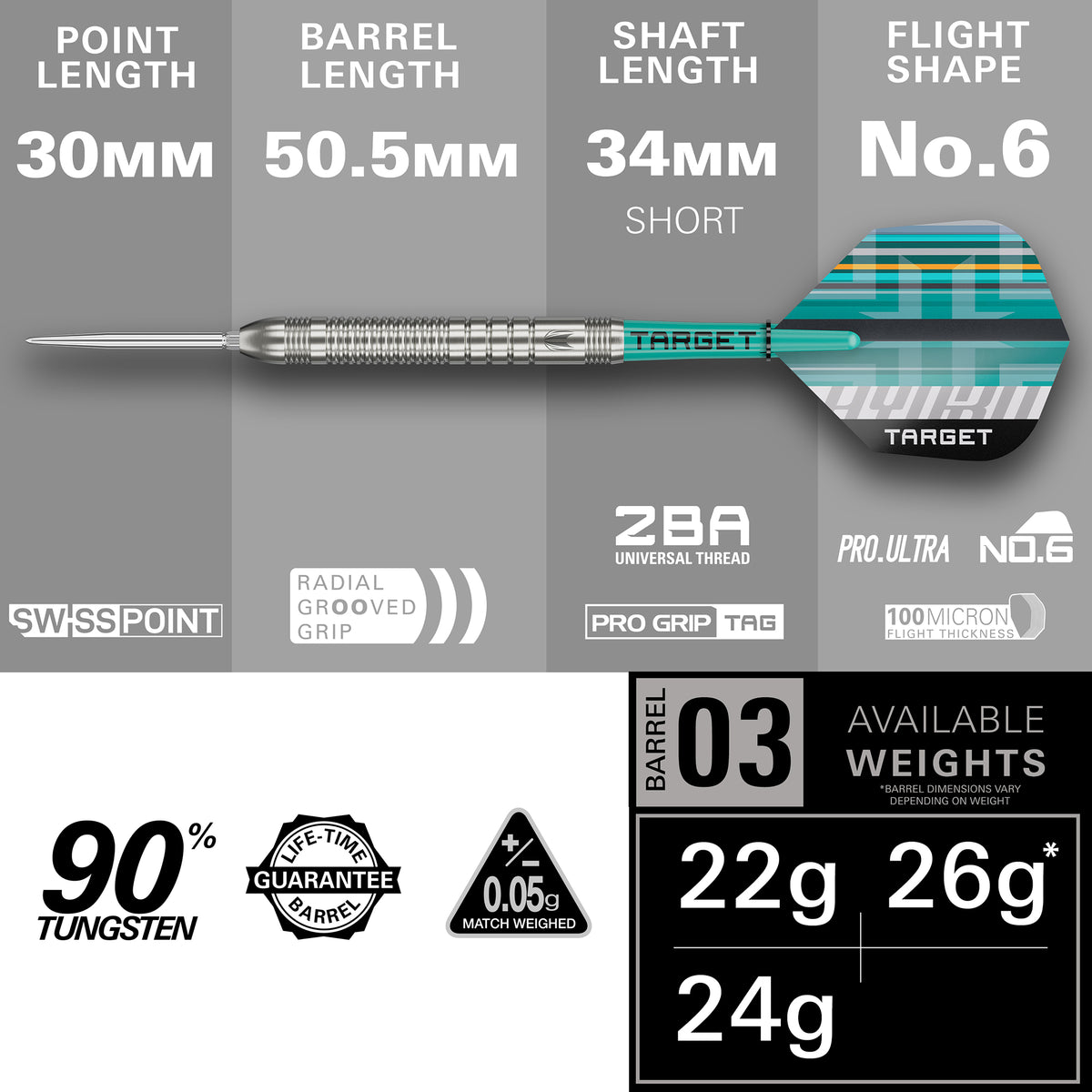 Target Hydro Darts - Stahlspitze - 90% Tungsten - 03
