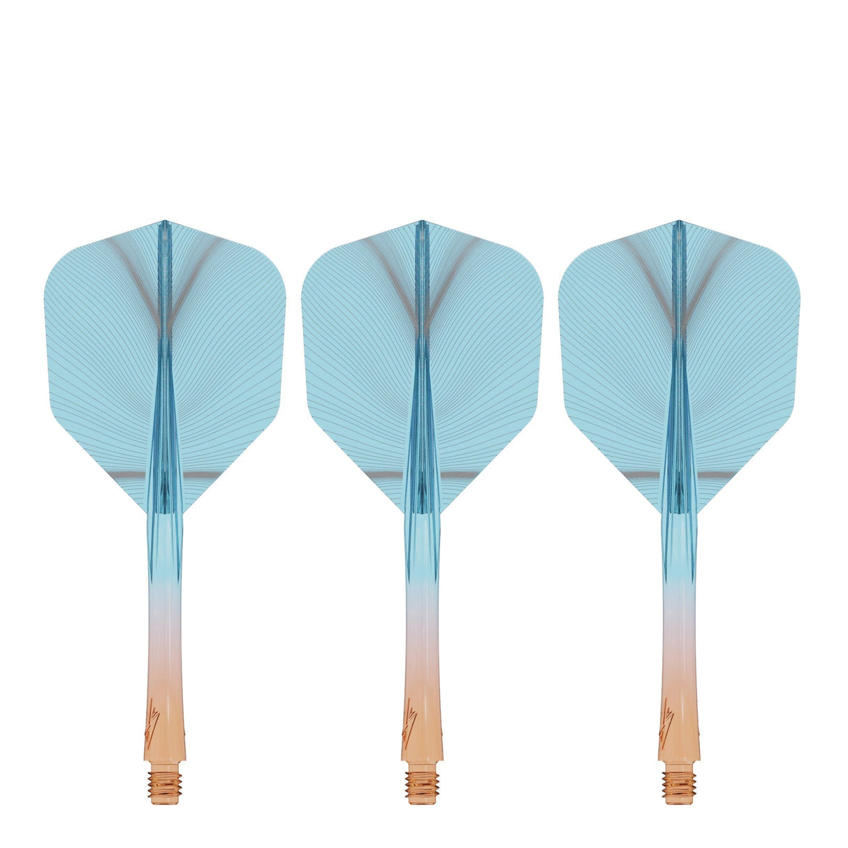Caliburn SUP Flights - Moulded Shaft and Flight -  Standard No6 - Feather - Orange & Blue