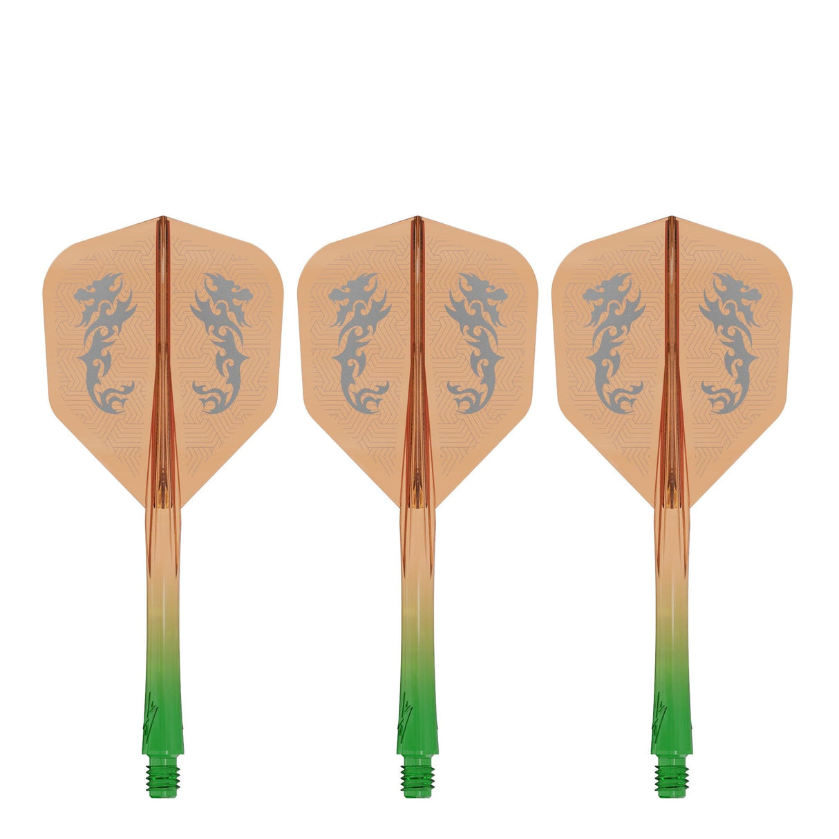 Caliburn SUP Flights - Moulded Shaft and Flight -  Standard No6 - Dragon - Green & Orange