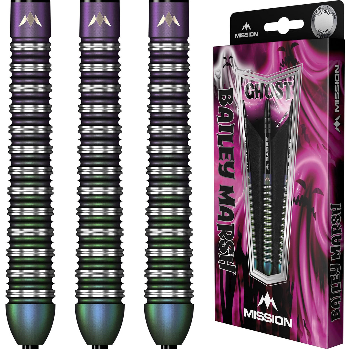 *Mission Bailey Marsh Darts - Steel Tip - 90% - Coral PVD Coating - Ghost