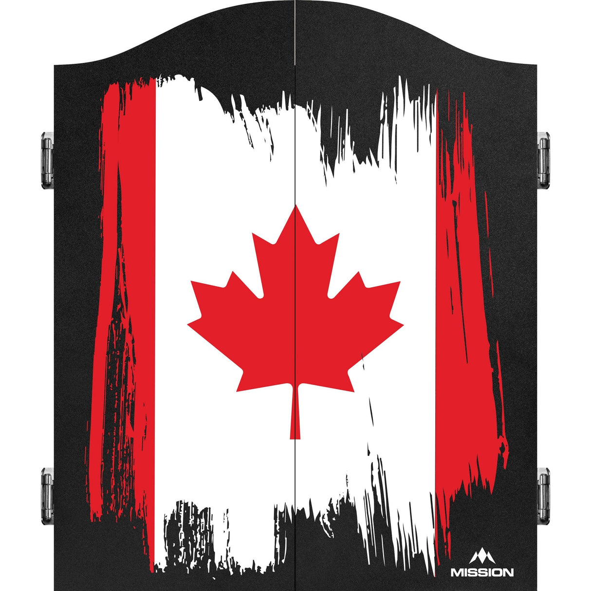 Mission Dartboard-Schrank – Kanada-Design – Schwarz – Ahornblatt – Flagge